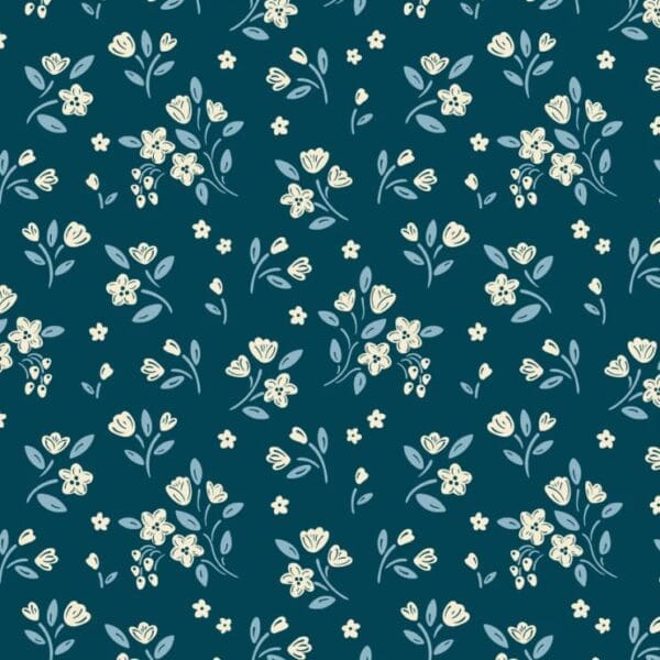 Cozy House 1252B Apple Blossom Midnight fabric by Makower Cozy House 1252B Apple Blossom Midnight fabric by Makower