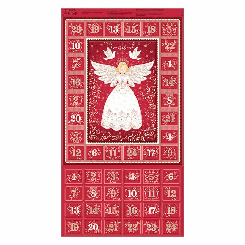 Angel Advent Calender in red 042/R fabric by Makower, price per panel Angel Advent Calender in red 042/R fabric by Makower, price per panel