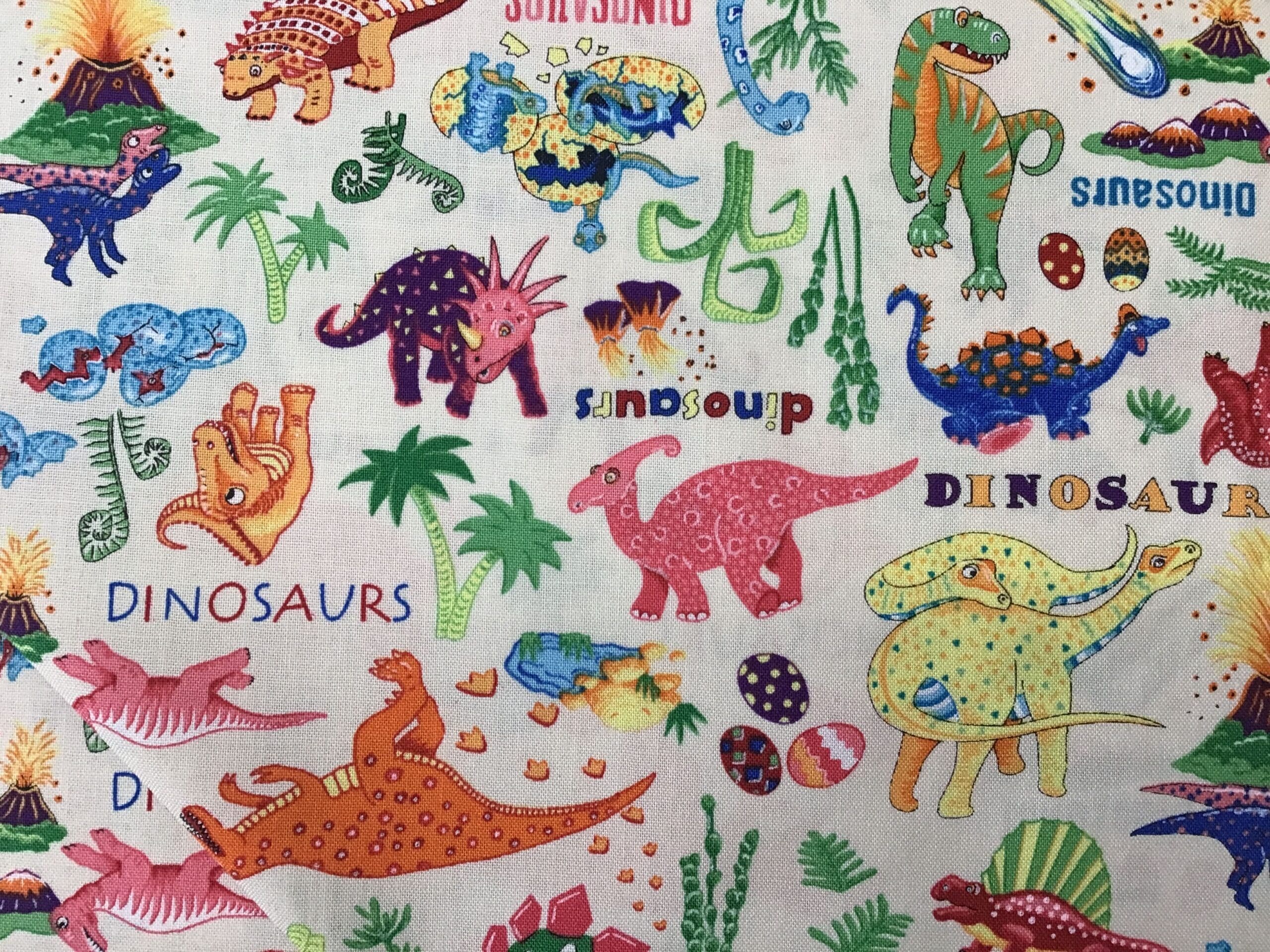 87500, Dinosaur Dance – On Cream by Nutex Fabrics 87500, Dinosaur Dance - On Cream by Nutex Fabrics