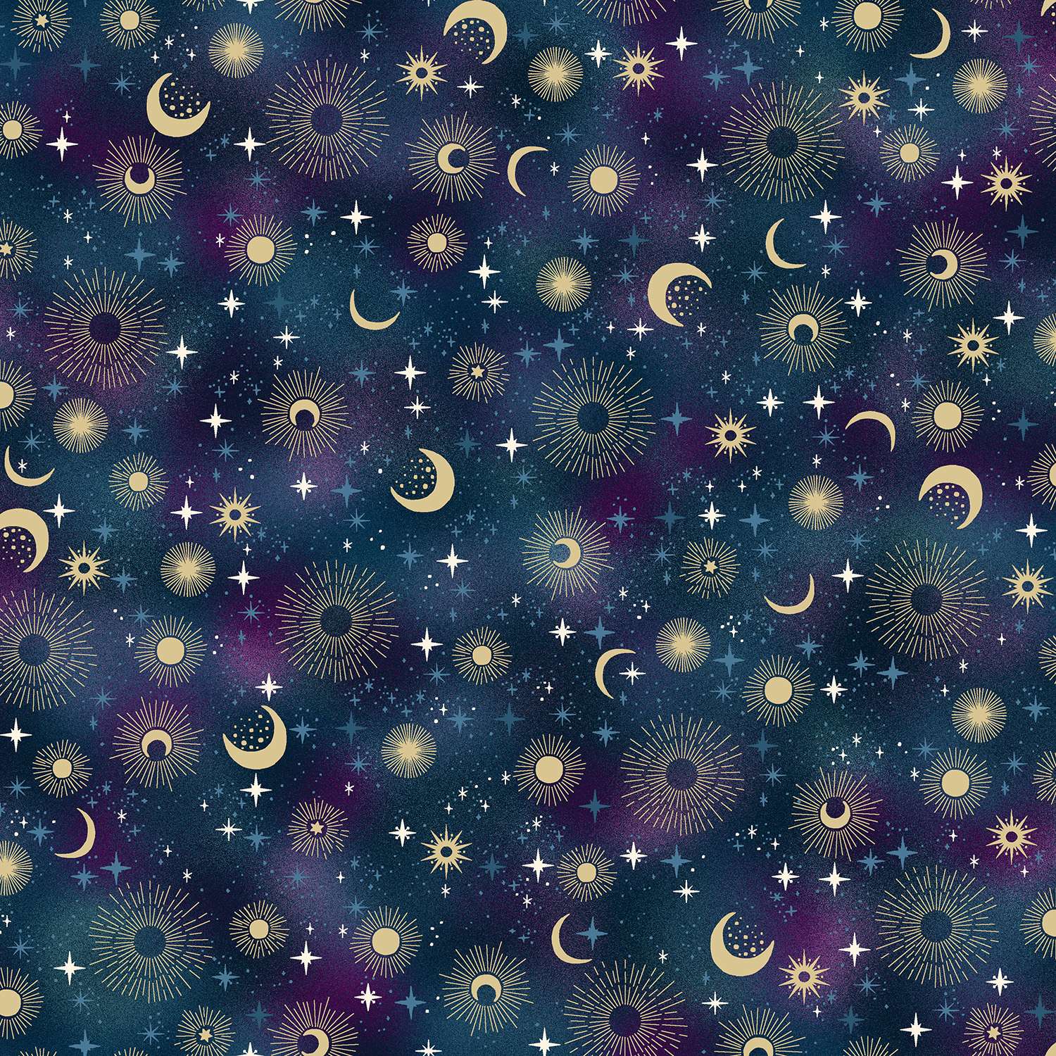 Luna 073/B Constellation blue by Makower small gold moons dark blue with hints of purple Luna 073/B Constellation blue by Makower small gold moons dark blue with hints of purple