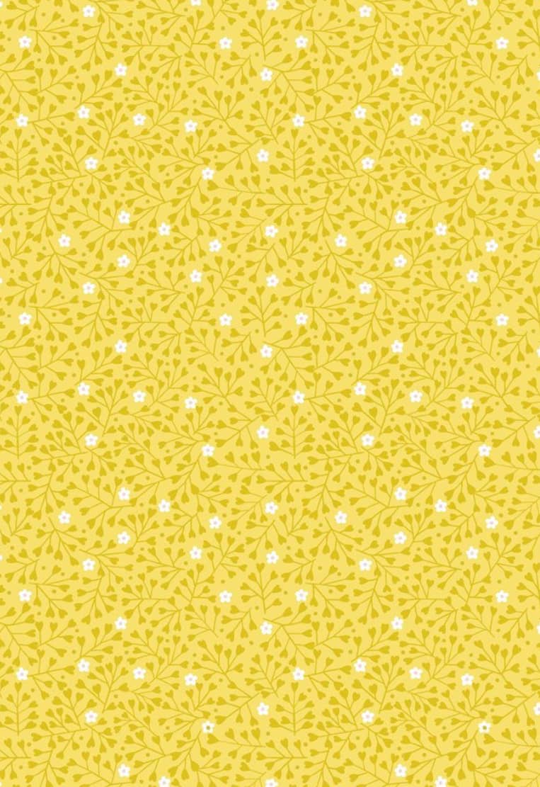 Spring Treats A589.C2 Tiny hearts and flowers yellow by Lewis and Irene Spring Treats A589.C2 Tiny hearts and flowers yellow by Lewis and Irene