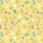 Spring Treats A590.C3 Leaping bunnies and chicks on yellow by Lewis and Irene
