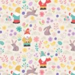 Spring Treats A588. C1 Gnomes and rabbits on white background by Lewis and Irene
