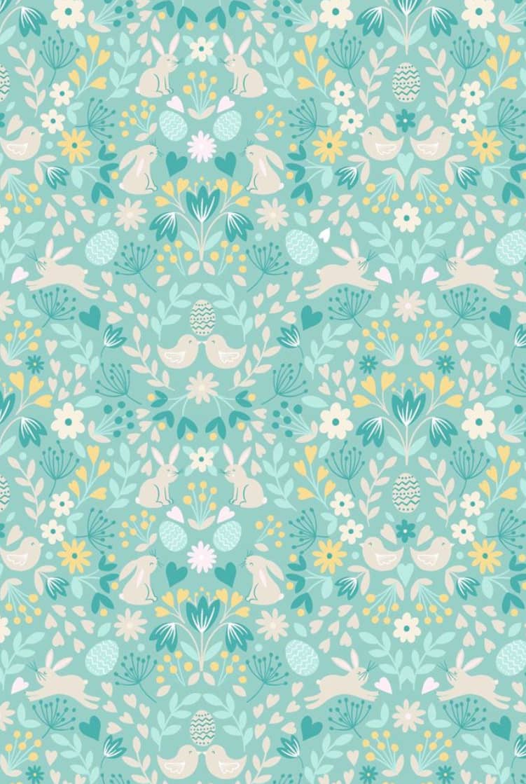 Spring Treats A591.C2 Mirrored bunnies and chicks on pale blue by Lewis and Irene Spring Treats A591.C2 Mirrored bunnies and chicks on pale blue by Lewis and Irene