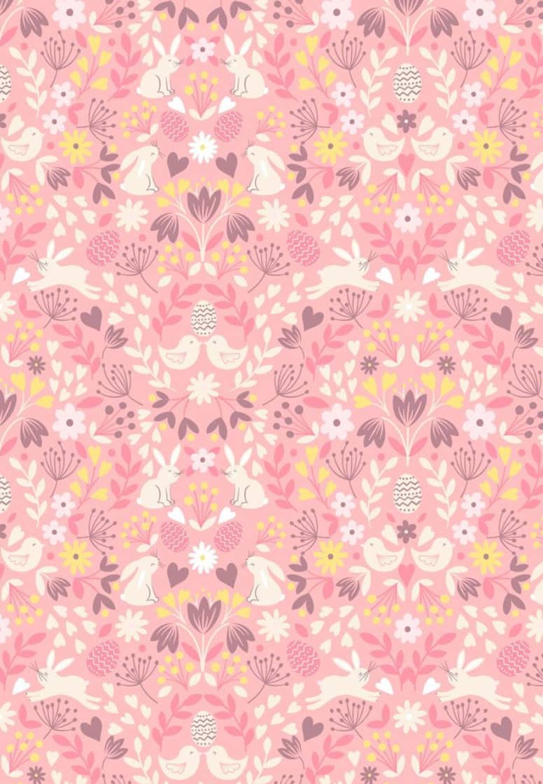 Spring Treats A591.C3 Mirrored bunnies and chicks on pink by Lewis and Irene Spring Treats A591.C3 Mirrored bunnies and chicks on pink by Lewis and Irene
