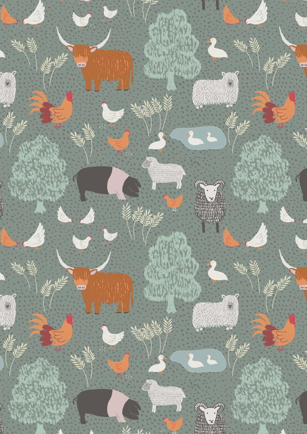 Country Life Reloved A92.3 Farm animals on green by Lewis and Irene Country Life Reloved A92.3 Farm animals on green by Lewis and Irene