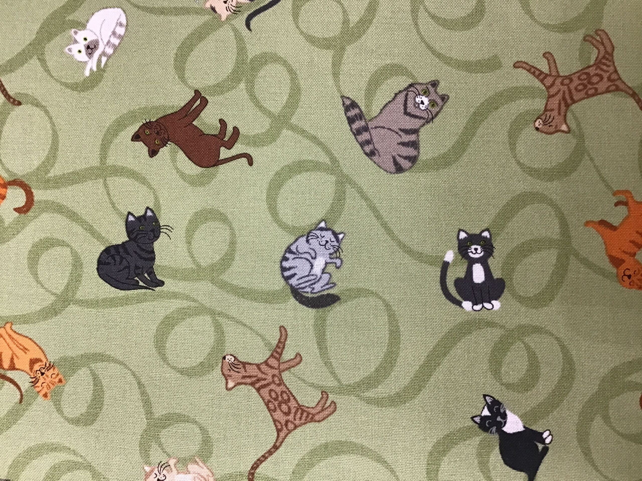 Paws and Claws, Cats on Light Green , A711.2 by Lewis and Irene Paws and Claws, Cats on Light Green , A711.2 by Lewis and Irene