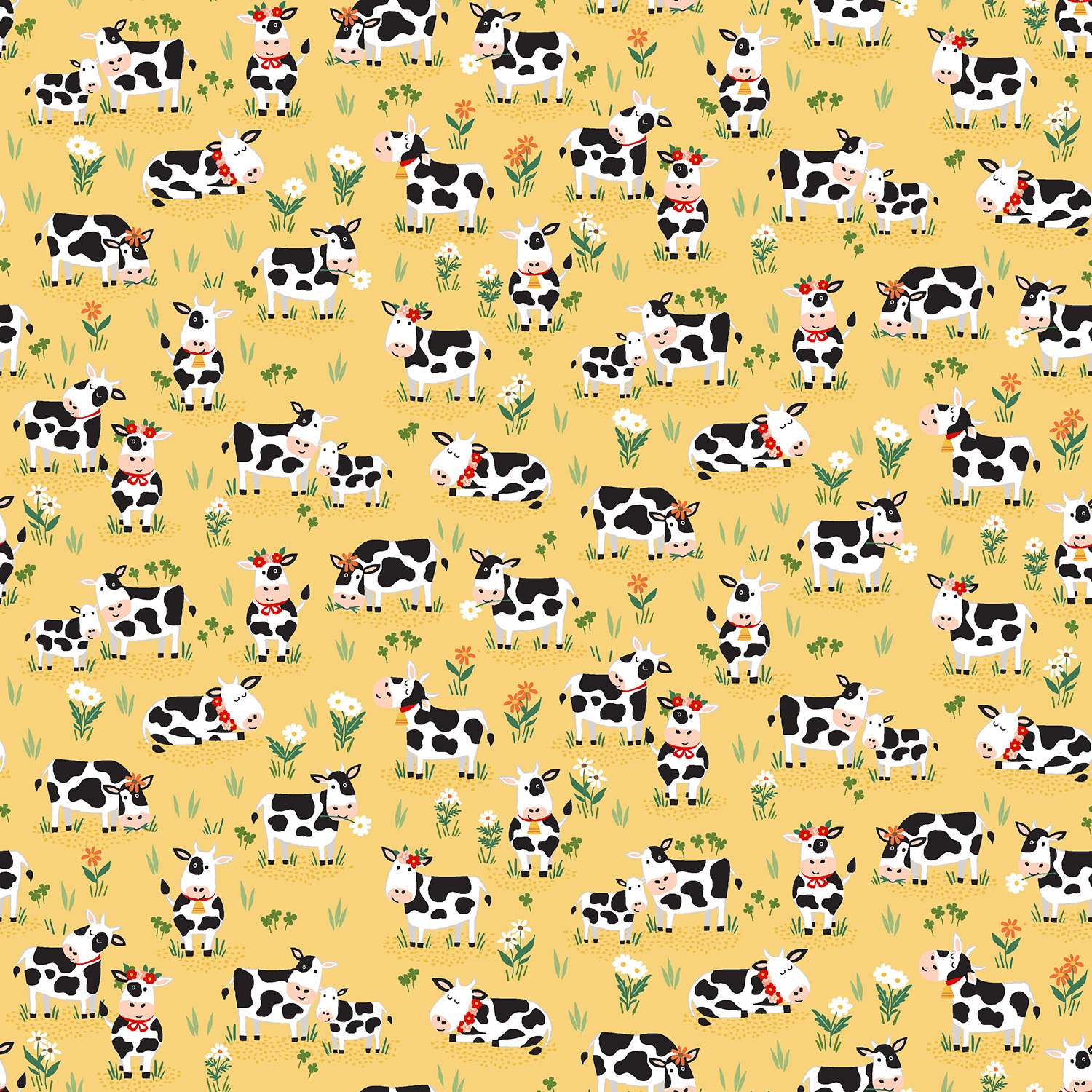 Fun on the Farm Cows 65Y yellow by Makower Fun on the Farm Cows 65Y yellow by Makower
