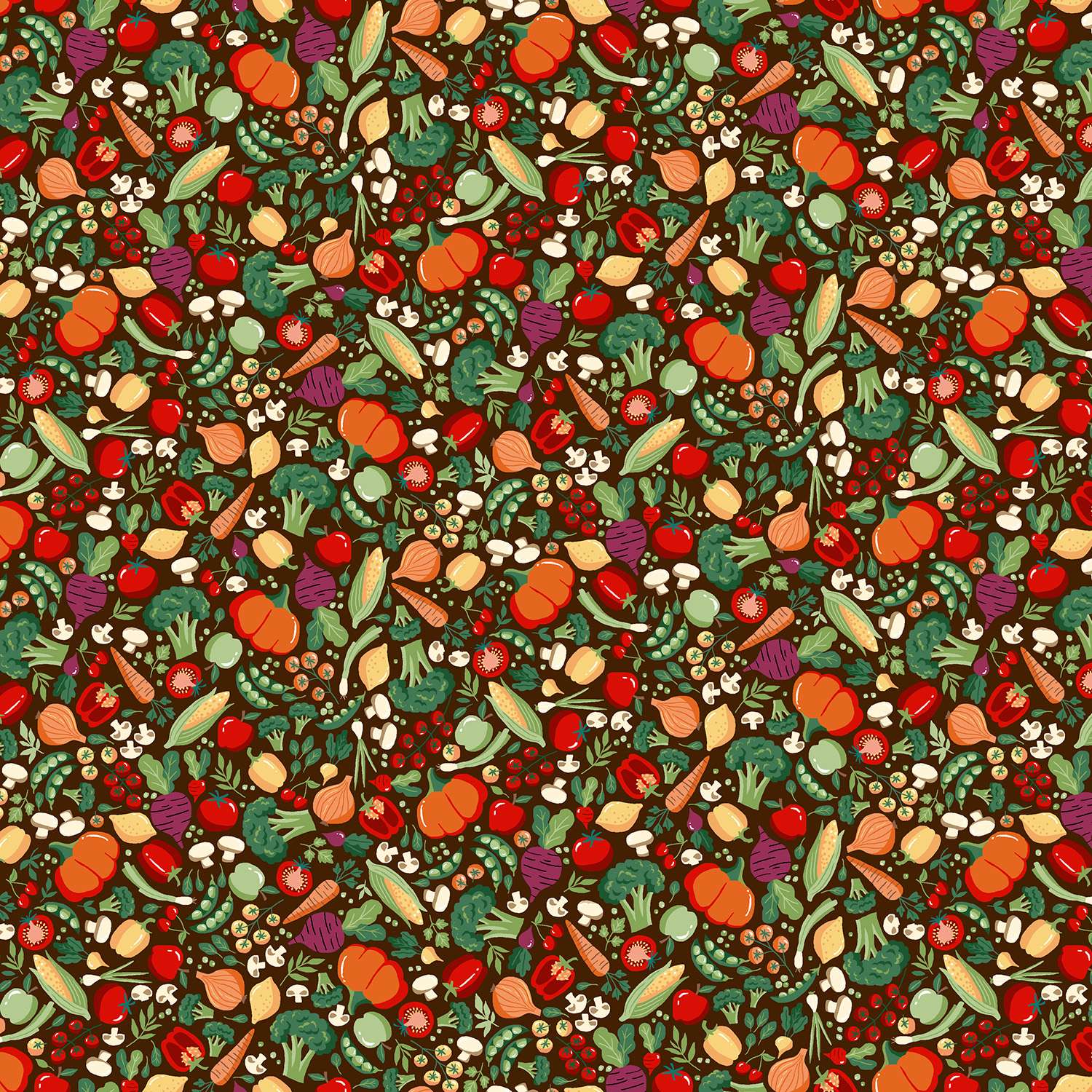 Fun on the Farm Market 66V brown by Makower vegetables Fun on the Farm Market 66V brown by Makower vegetables