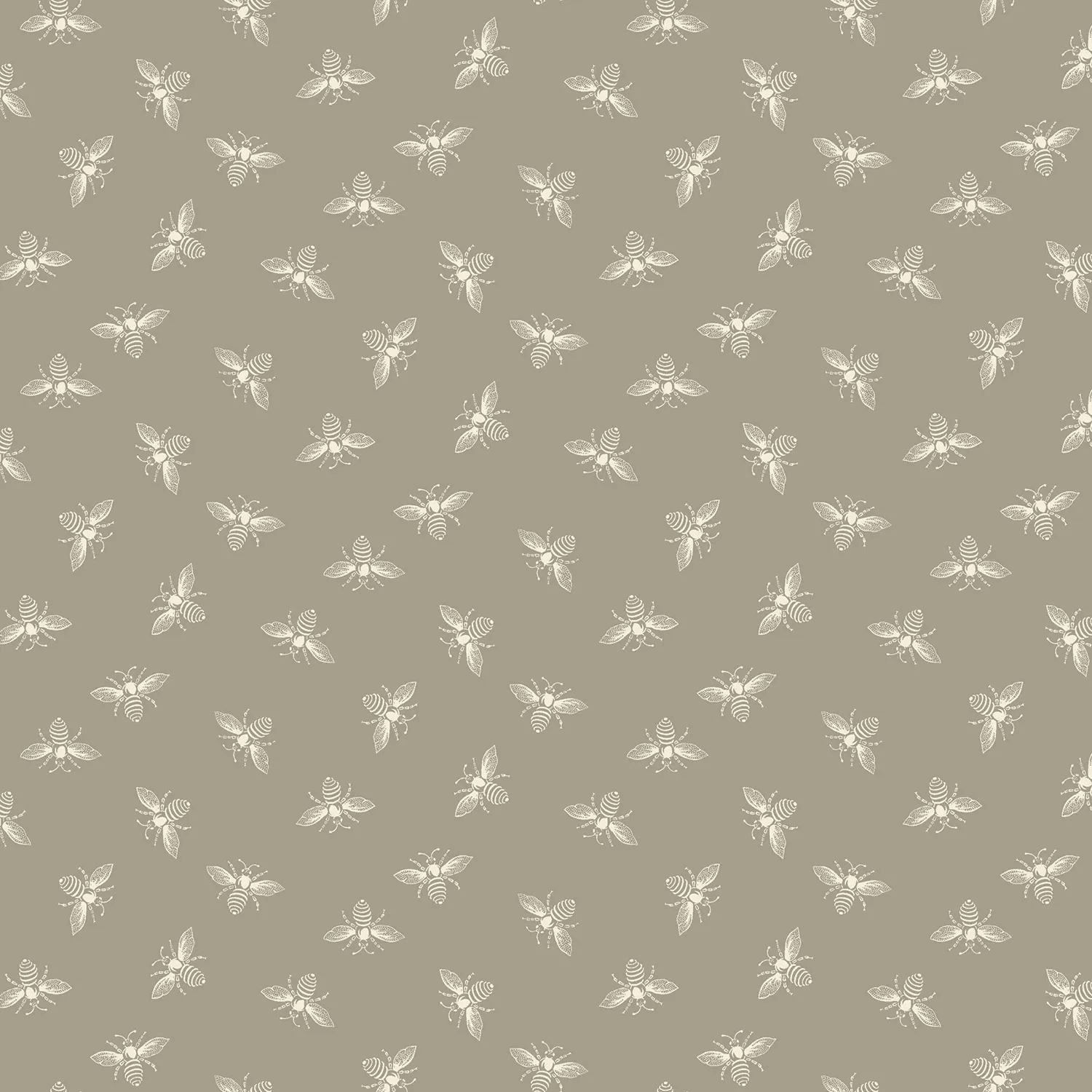 Petite Bee 2/1316C Greige by Makower mocha grey with white bee Petite Bee 2/1316C Greige by Makower mocha grey with white bee