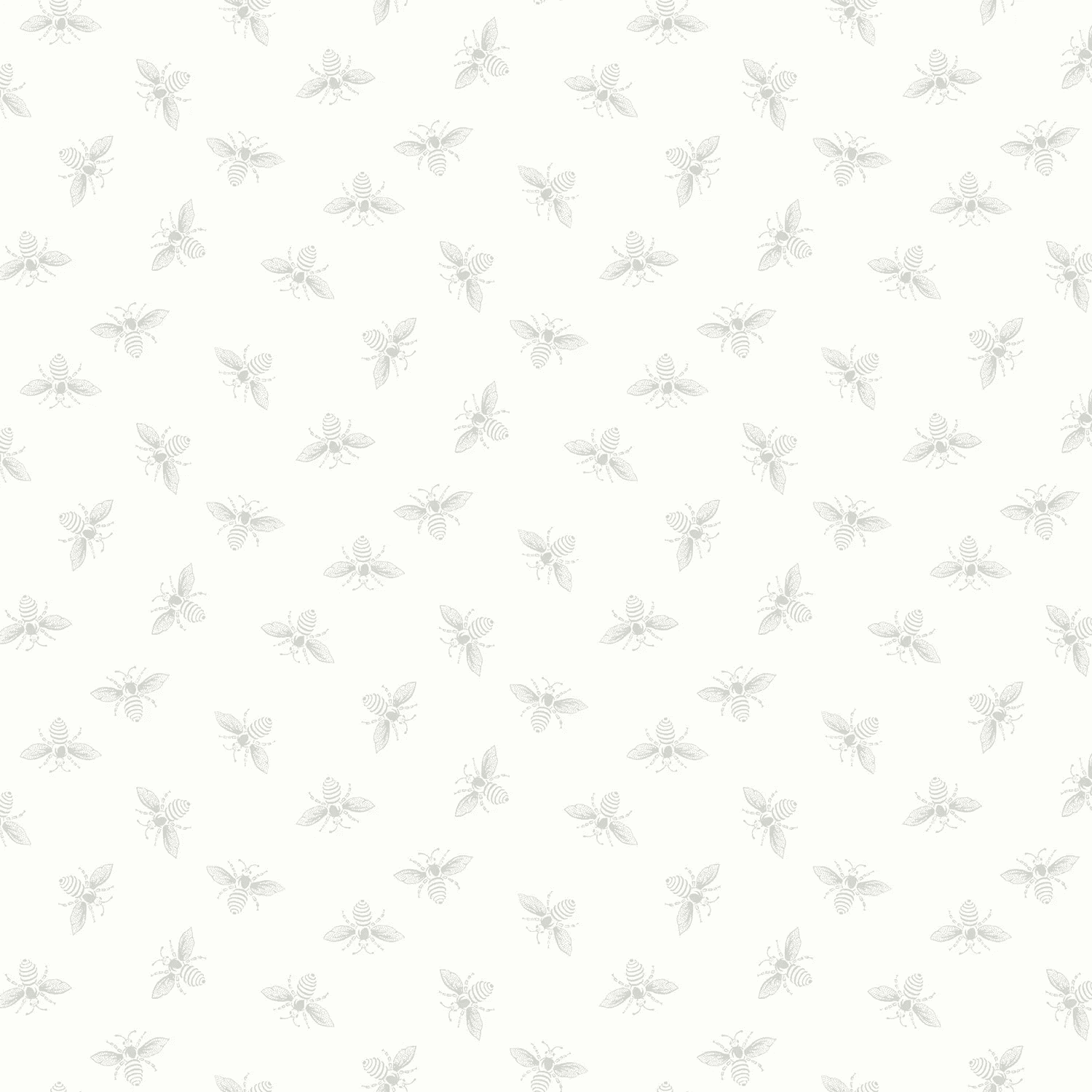 Petite Bee 2/1316L Cloud by Makower white background grey bee Petite Bee 2/1316L Cloud by Makower white background grey bee