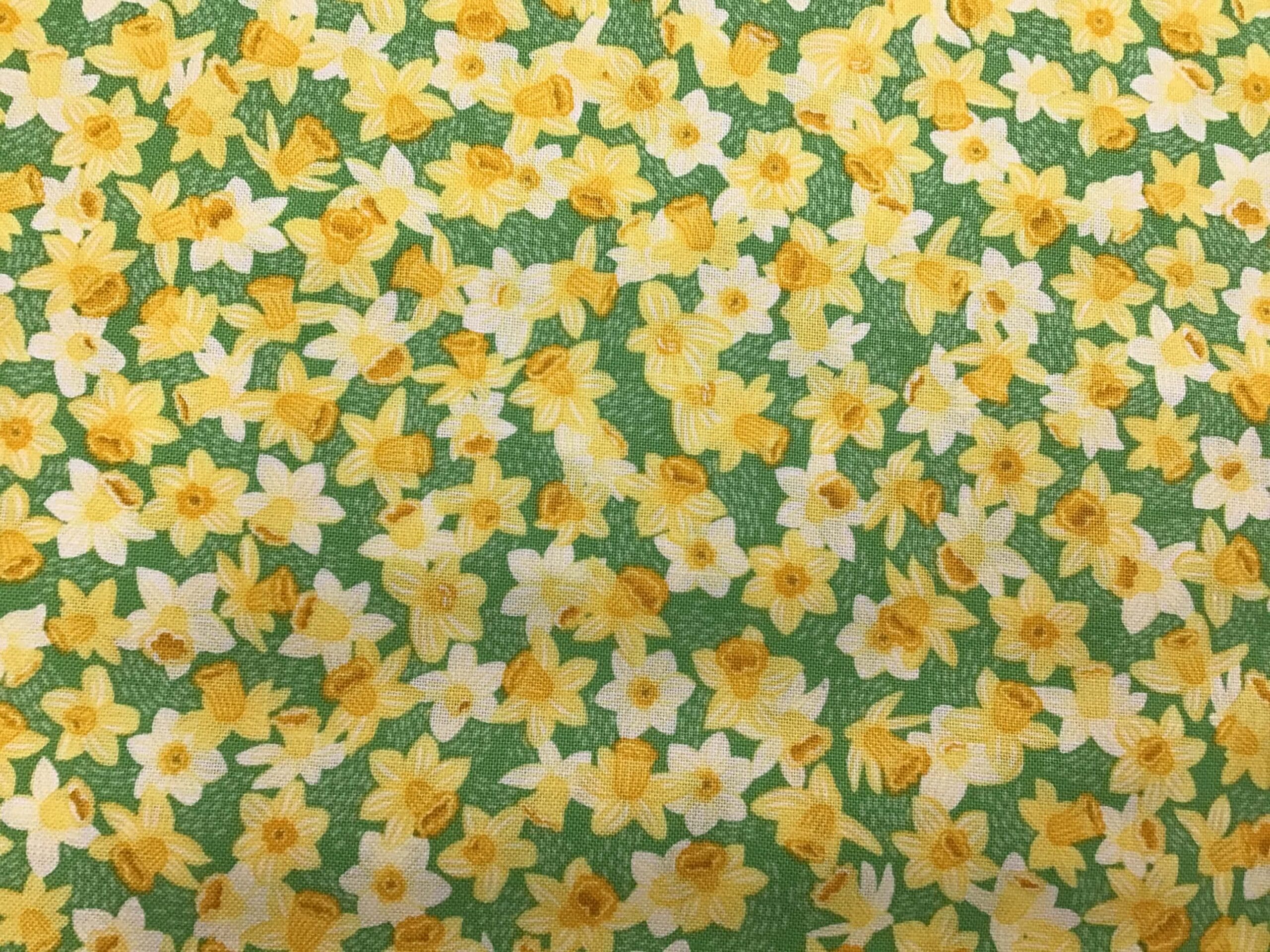 Hello Spring Daffodil, 085/G, Green by Makower Hello Spring Daffodil, 085/G, Green by Makower
