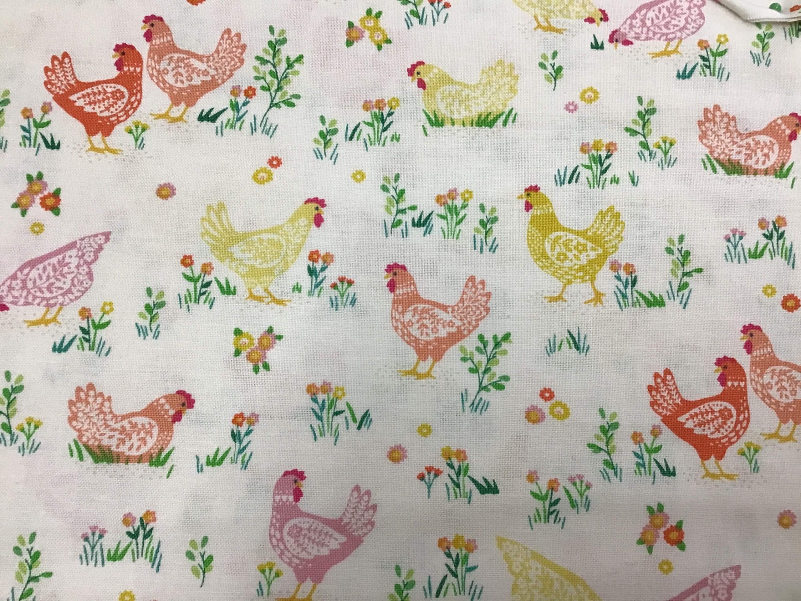Hello Spring Happy Hens 084/Q, Meadow Cream by Makower Hello Spring Happy Hens 084/Q, Meadow Cream by Makower