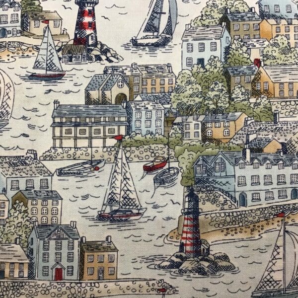 High Tide Harbour View, 077/B2, Blue by Makower High Tide Harbour View, 077/B2, Blue by Makower