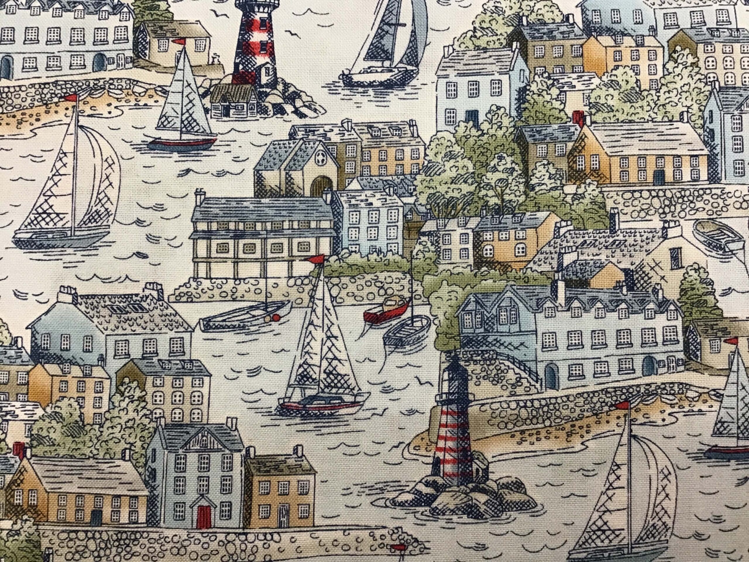 High Tide Harbour View, 077/B2, Blue by Makower High Tide Harbour View, 077/B2, Blue by Makower