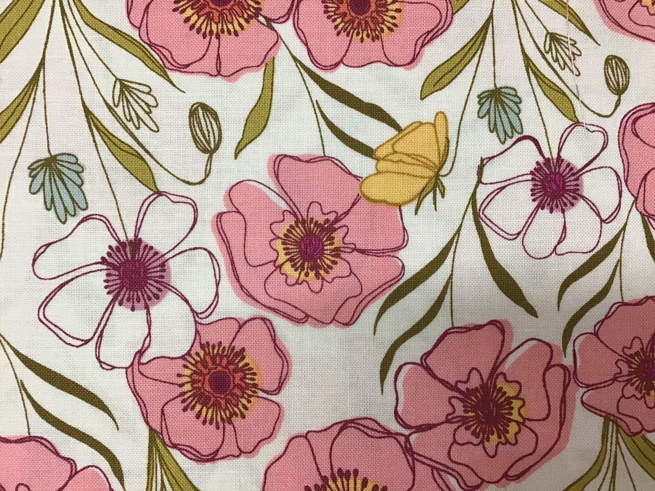 Meadow Walk Poppies, 1337L, Cream by Makower Meadow Walk Poppies, 1337L, Cream by Makower