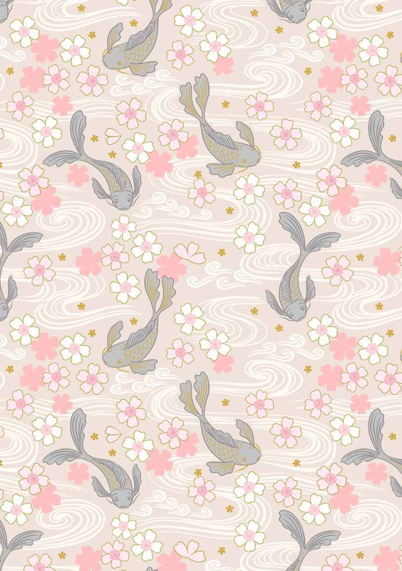 Sakura koi A919A – warm neutral with gold metallic by Lewis and Irene Sakura koi A919A - warm neutral with gold metallic by Lewis and Irene