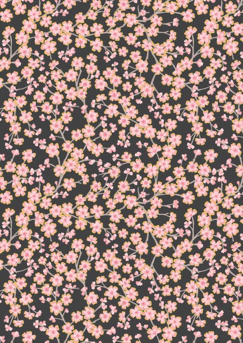 Sakura Cherry Blossom A923C – charcoal with gold metallic by Lewis and Irene Sakura Cherry Blossom A923C - charcoal with gold metallic by Lewis and Irene