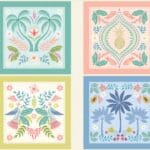 Paradise Cushion Panel A892 – 1 yard panel by Lewis and Irene palm trees and birds