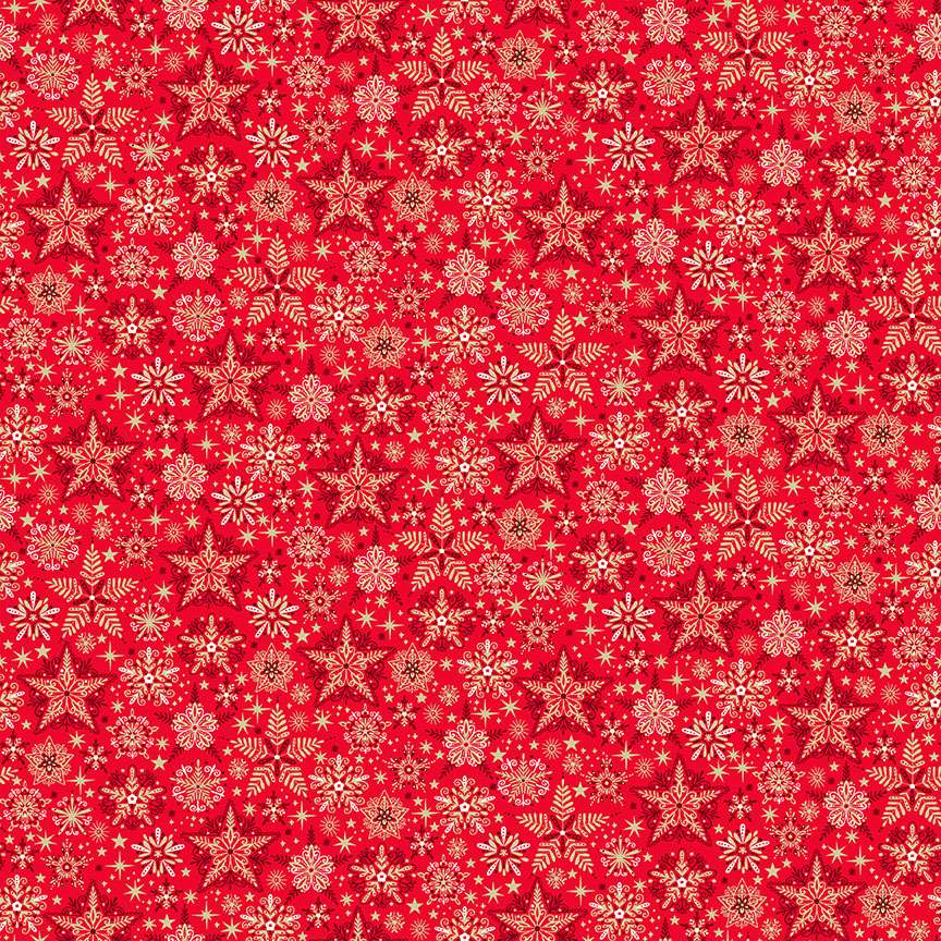 Good Tidings – 106R Frosty red snowflakes – Andover/Makower Good Tidings - 106R Frosty red snowflakes - Andover/Makower