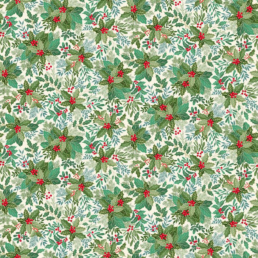 Good Tidings – 107Q Holly Bush cream – Andover/Makower Good Tidings - 107Q Holly Bush cream - Andover/Makower