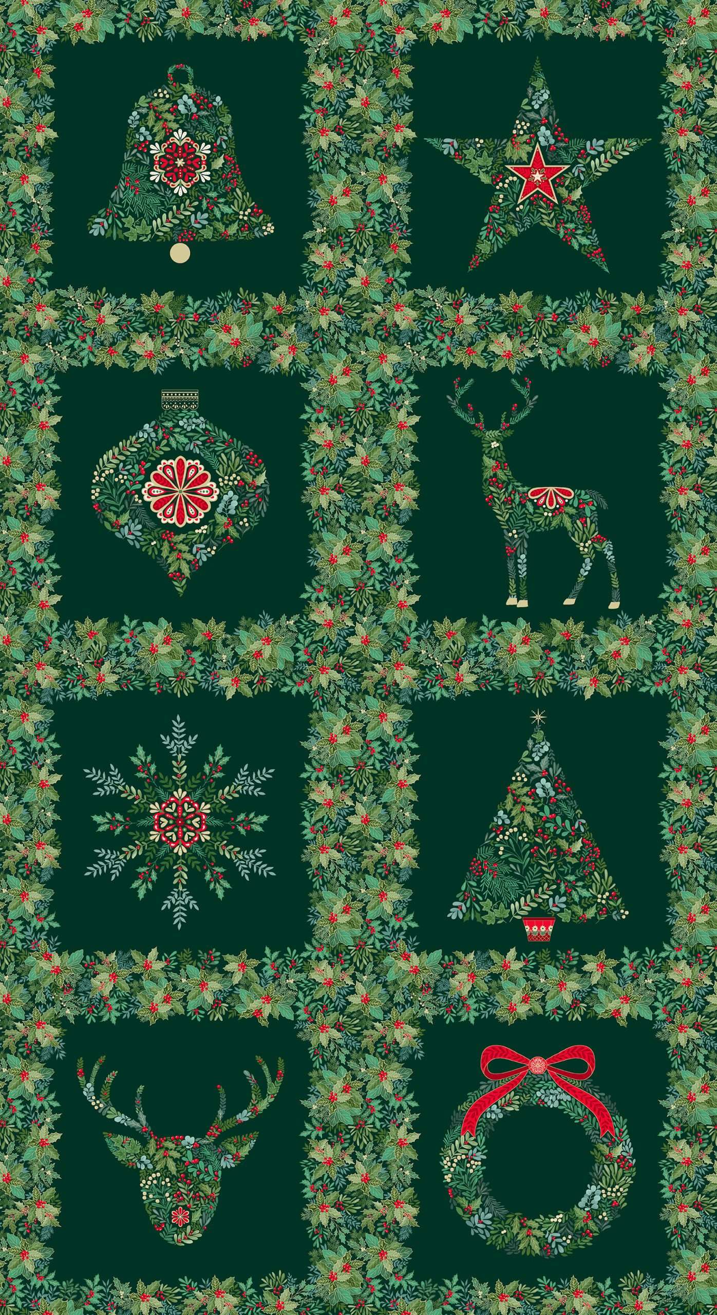 Good Tidings – 111G Large Squares green – Andover/Makower Good Tidings - 111G Large Squares green - Andover/Makower