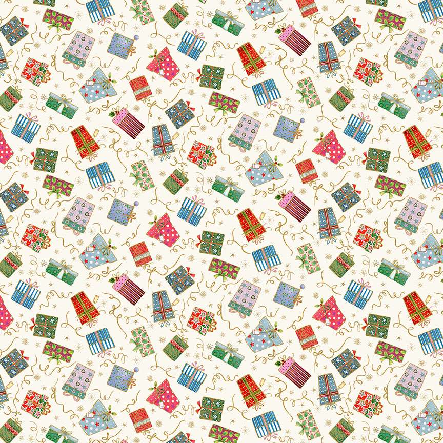 Jolly St.Nick Gifts – 119Q on cream background – Andover/Makower Jolly St.Nick Gifts - 119Q on cream background - Andover/Makower