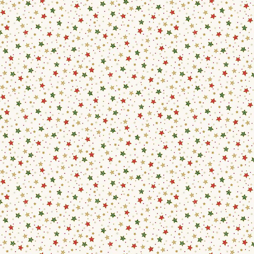 Jolly St.Nick Sparkle – 125Q Stars on white background – Andover/Makower Jolly St.Nick Sparkle - 125Q Stars on white background - Andover/Makower