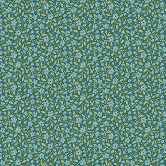 Heartland Hearts dark teal fabric 1587-B by Andover