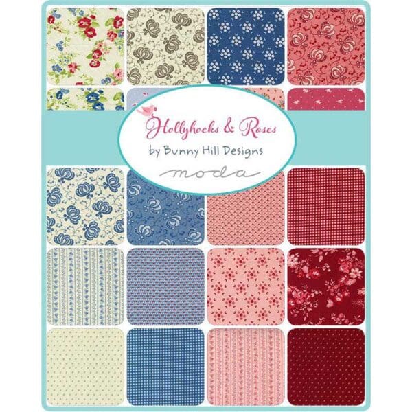 Hollyhocks & Roses 5″ Charming Squares. 42 x 5″ squares by Moda