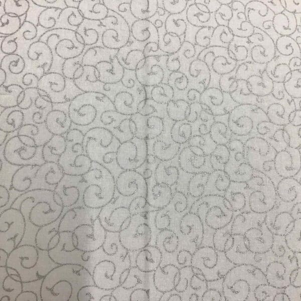 Craft Cotton Christmas print - 312 Silver swirls on white background by Reynard