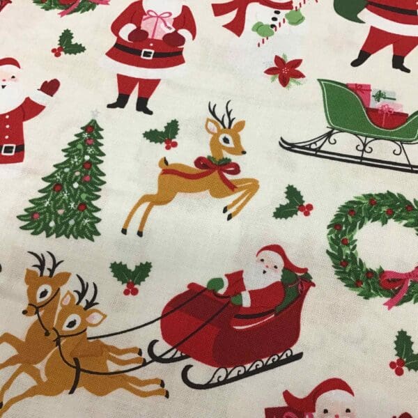 Craft Cotton – Merry and Bright – C8390 Santa on cream background by Reynard Craft Cotton - Merry and Bright - C8390 Santa on cream background by Reynard