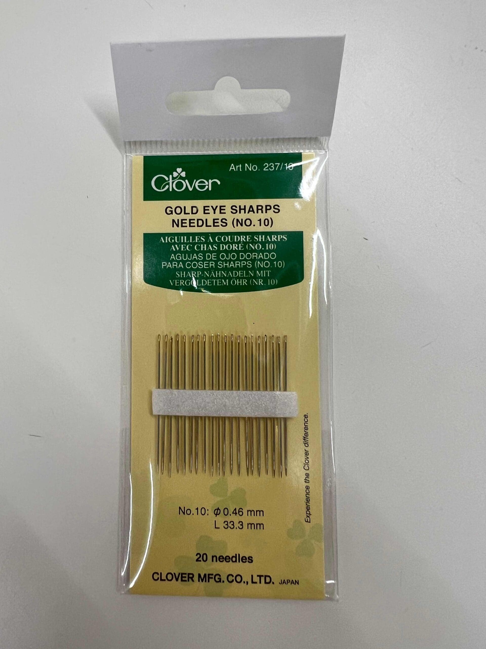 Clover Sharps Size 10 Gold Eye hand sewing needles Clover Sharps Size 10 Gold Eye hand sewing needles