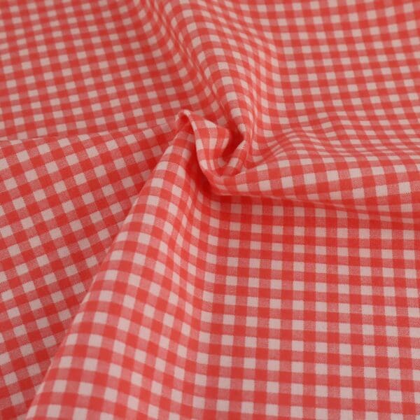 Gingham 1/4” Coral fabric by Reynard Gingham 1/4” Coral fabric by Reynard
