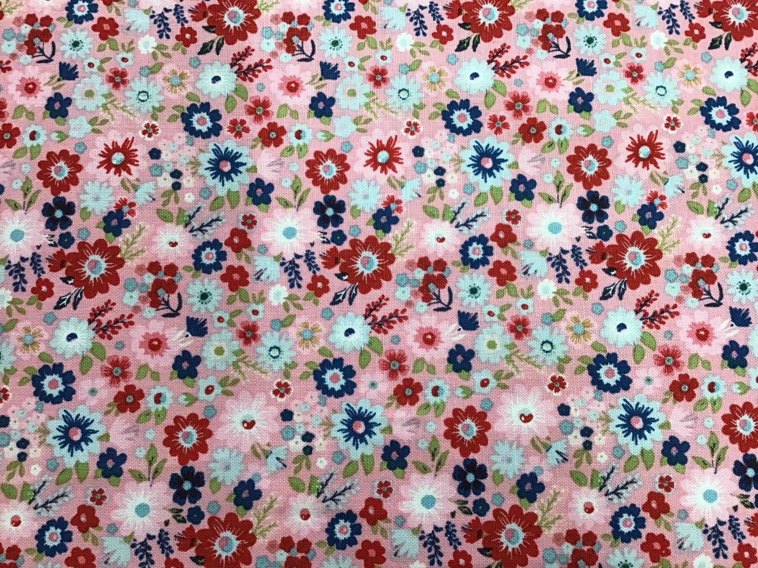Hip Hip Hooray 70520/2 red and pink flowers on pink background Hip Hip Hooray 70520/2 red and pink flowers on pink background