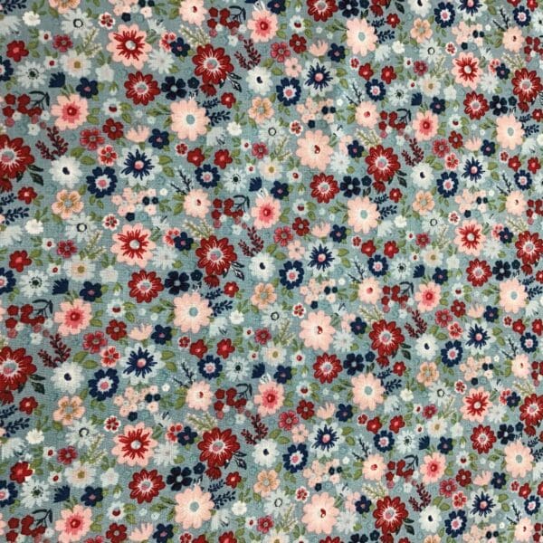 Hip Hip Hooray 70520 red and pink flowers on light blue background Hip Hip Hooray 70520 red and pink flowers on light blue background