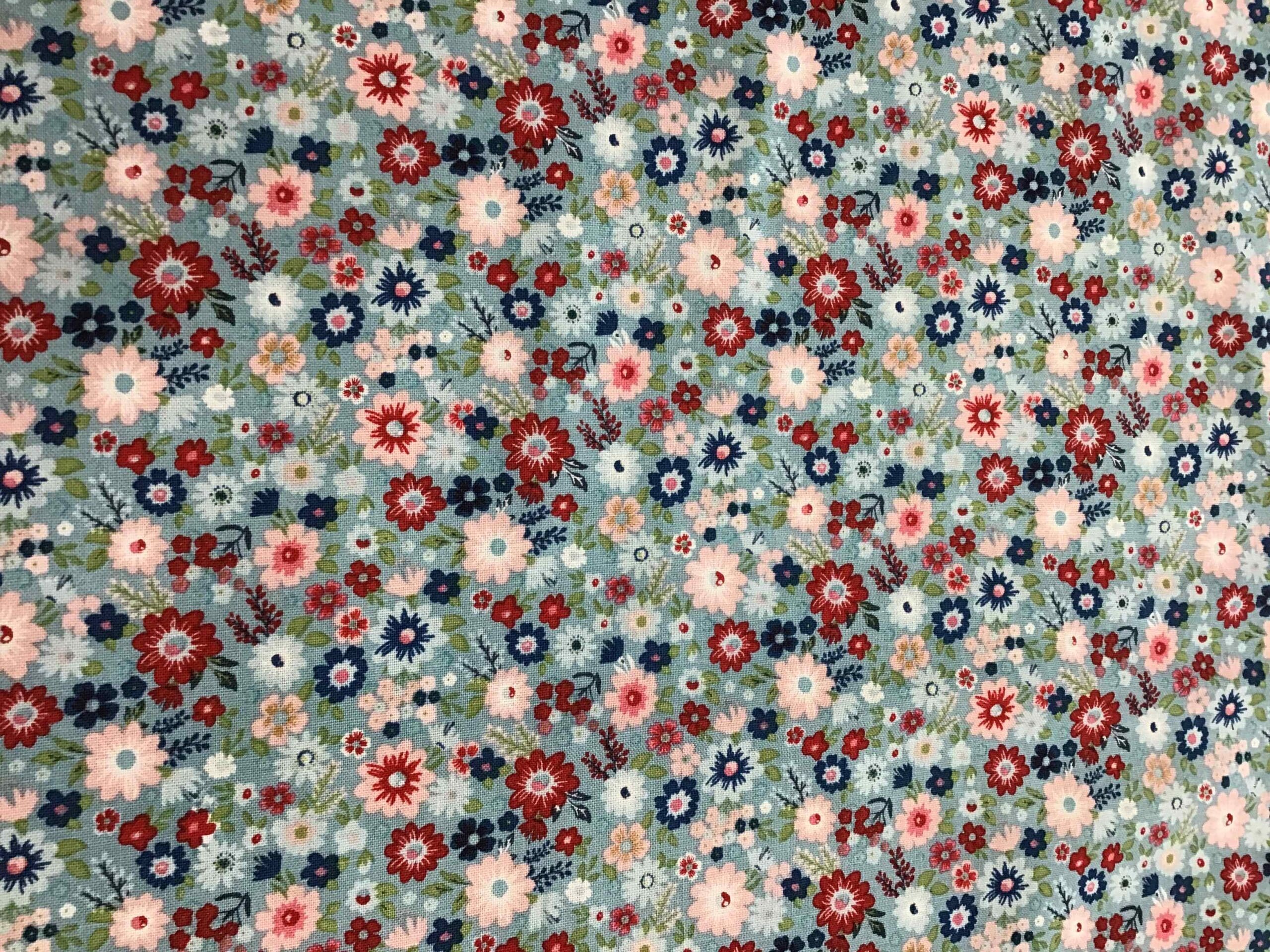 Hip Hip Hooray 70520 red and pink flowers on light blue background Hip Hip Hooray 70520 red and pink flowers on light blue background