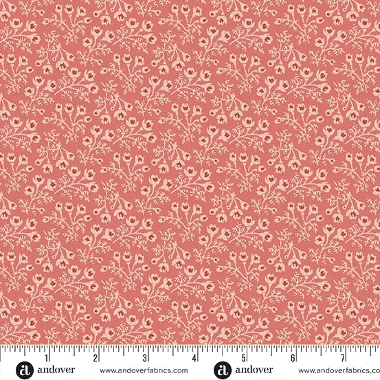Forest Glen 10060E Woodruff Cinnabar red/pink fabric by Renee Nanneman Forest Glen 10060E Woodruff Cinnabar red/pink fabric by Renee Nanneman