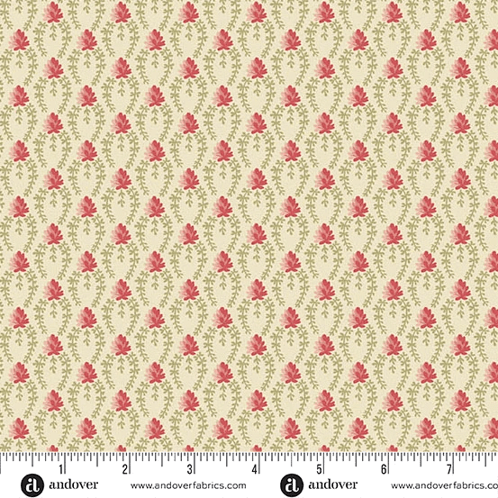 Forest Glen 10057L Clover Chain Fog floral fabric by Renee Nanneman Forest Glen 10057L Clover Chain Fog floral fabric by Renee Nanneman