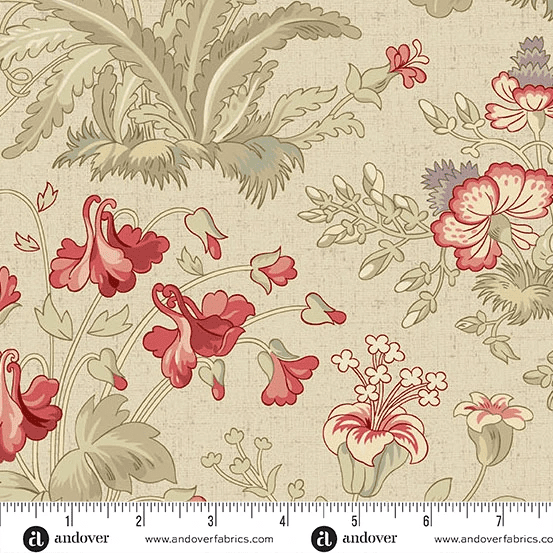 Forest Glen 10052L Highlands Fog cream floral fabric by Renee Nanneman Forest Glen 10052L Highlands Fog cream floral fabric by Renee Nanneman
