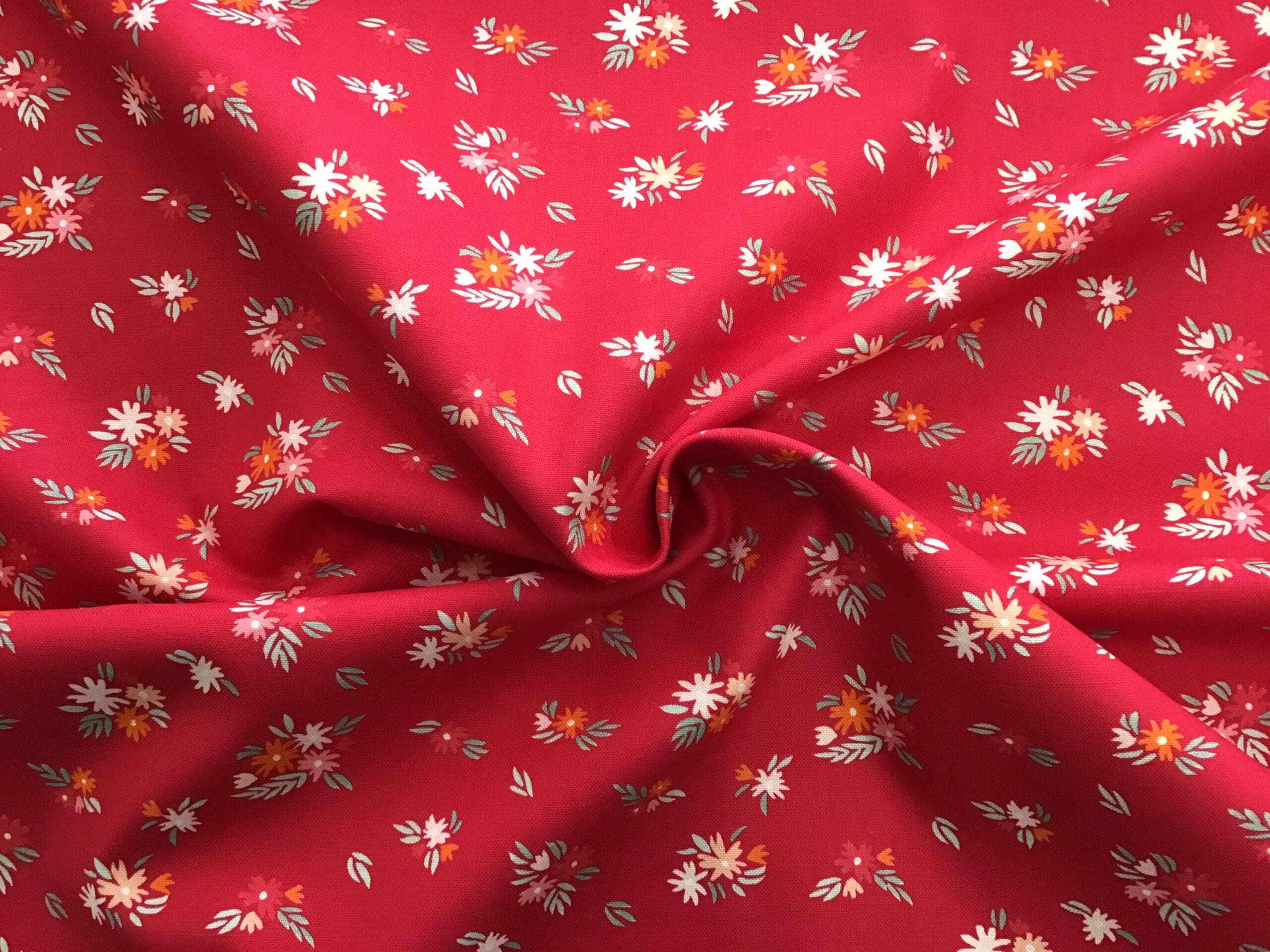 Fluttering Florals Burg 6624020 small flowers on bright pink background by Camelot Fabrics Fluttering Florals Burg 6624020 small flowers on bright pink background by Camelot Fabrics