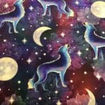 Lunar Wolves, Navy, 21240801, by Camelot Fabrics