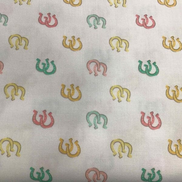 Lucky Horseshoes, White, 21240304, by Camelot Fabrics Lucky Horseshoes, White, 21240304, by Camelot Fabrics