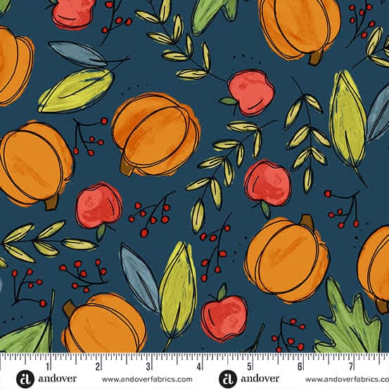 Harvest Home Bountiful Harvest 10112B Navy by Andover Harvest Home Bountiful Harvest 10112B Navy by Andover
