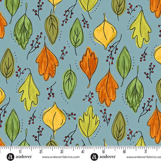 Harvest Home Foliage 10113B Sky by Andover leaves Harvest Home Foliage 10113B Sky by Andover leaves