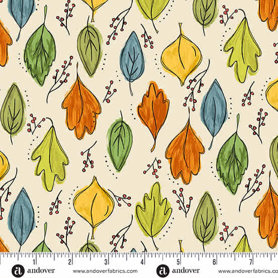 Harvest Home Foliage 10113L cream by Andover leaves Harvest Home Foliage 10113L cream by Andover leaves