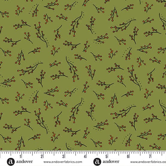 Harvest Home Berries 10116G Olive by Andover Harvest Home Berries 10116G Olive by Andover