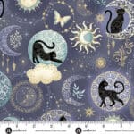 Charmed Twilight MU196B blue by Makower cats in circles on purple/blue background