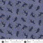 Charmed Whiskers MU197B blue by Makower cats on blue background