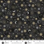 Charmed Galaxy MU198X black by Makower stars and moons on black  background